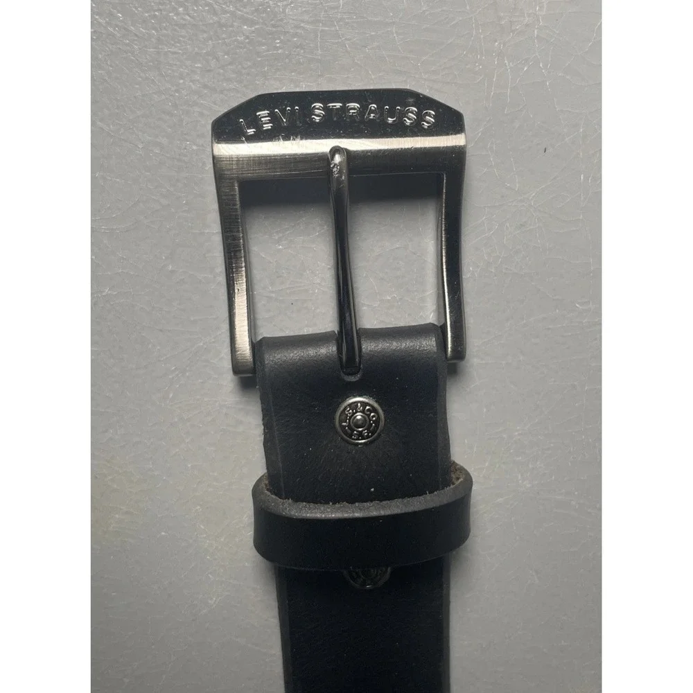 Levi Strauss Black Genuine Leather Belt‎ Men's Size 34-36